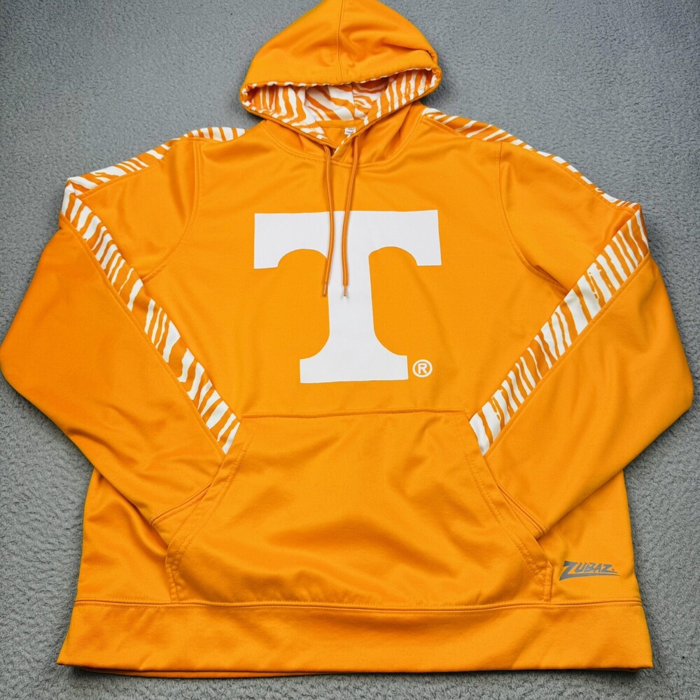 TENNESSEE VOLUNTEERS Hoodie Mens Large Orange Zubaz Striped Sleeves Basketball